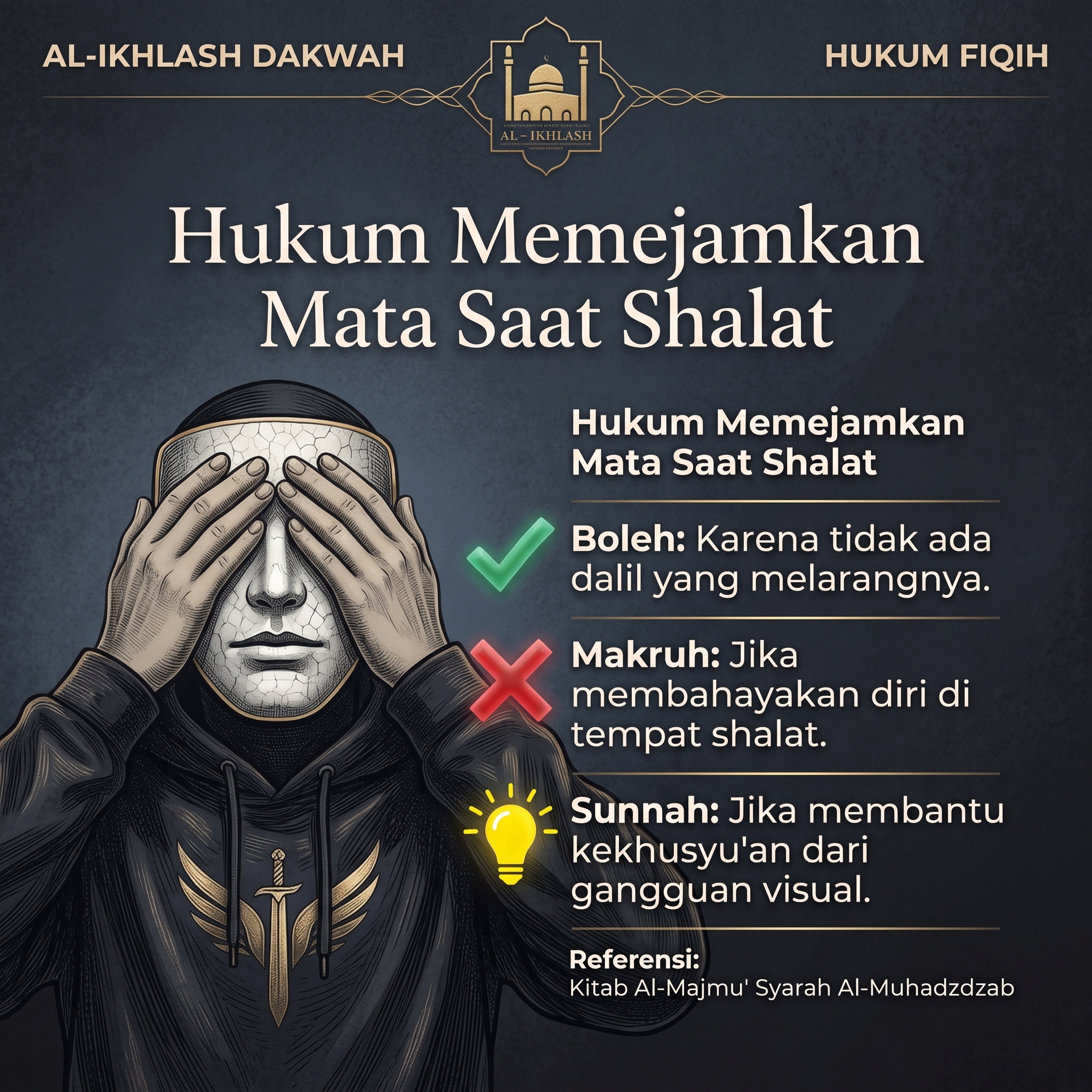 Poster Hukum Memejamkan Mata Saat Shalat